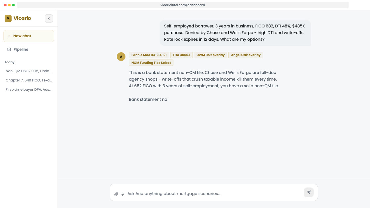Aria mortgage scenario AI demo